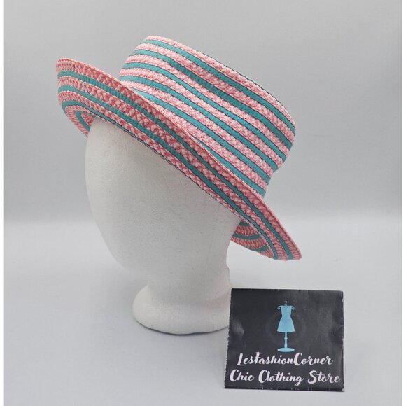 Eric Javits Women's Pink Teal Striped UPF 50+ Packable Squishee Bucket Hat 2701 - Picture 2 of 16